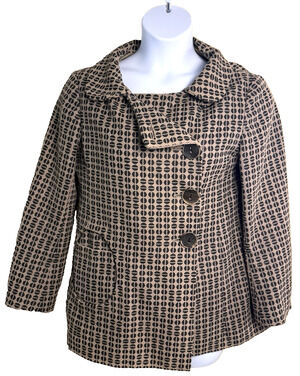 Hoss Intropia Vintage-Style Geometric Dot Car Coat Jacket Size 10 EU 42 Spain